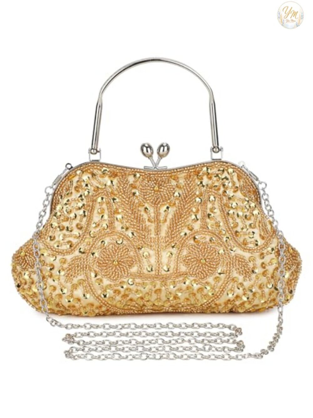 Vintage Beaded Sequin Evening Clutch Purse Formal Bridal Handbag Prom Wedding